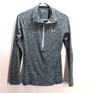 Under Armor Womens Size XSmall 1/2 Zip Heatgear Green Space Dye Jacket Running